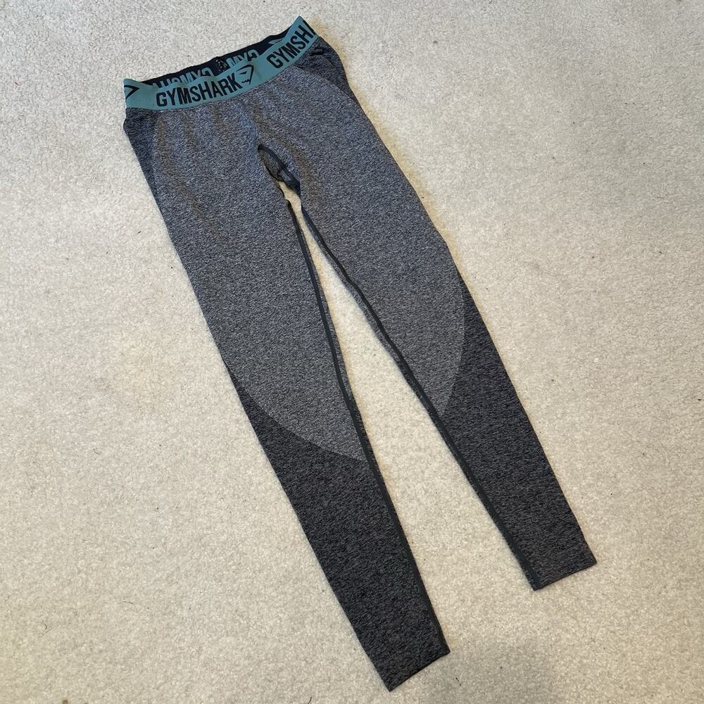Gymshark Leggings Womens Small Gray Teal Dry Flex Low Rise Seamless Ankle Length - Picture 2 of 5